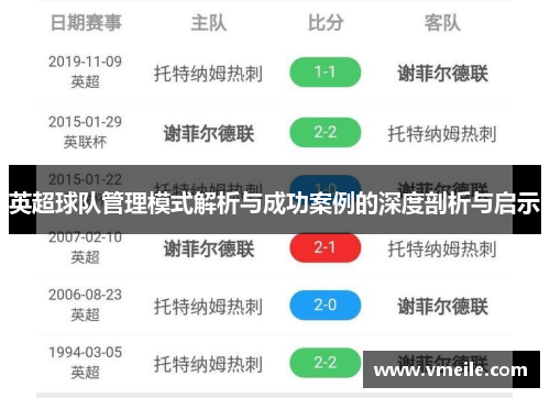 英超球队管理模式解析与成功案例的深度剖析与启示