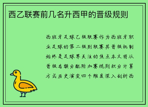 西乙联赛前几名升西甲的晋级规则