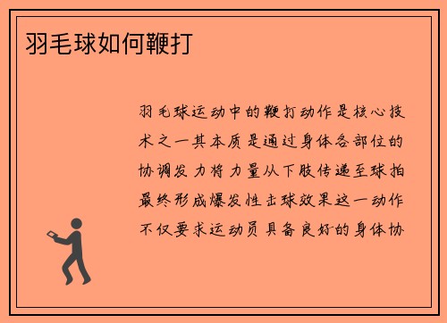 羽毛球如何鞭打